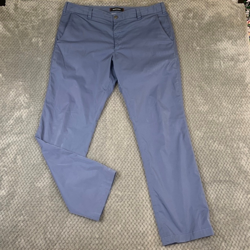 Bluffworks Chino Regular Fit Mens 38x32 Slate Blue Technical Travel Pants